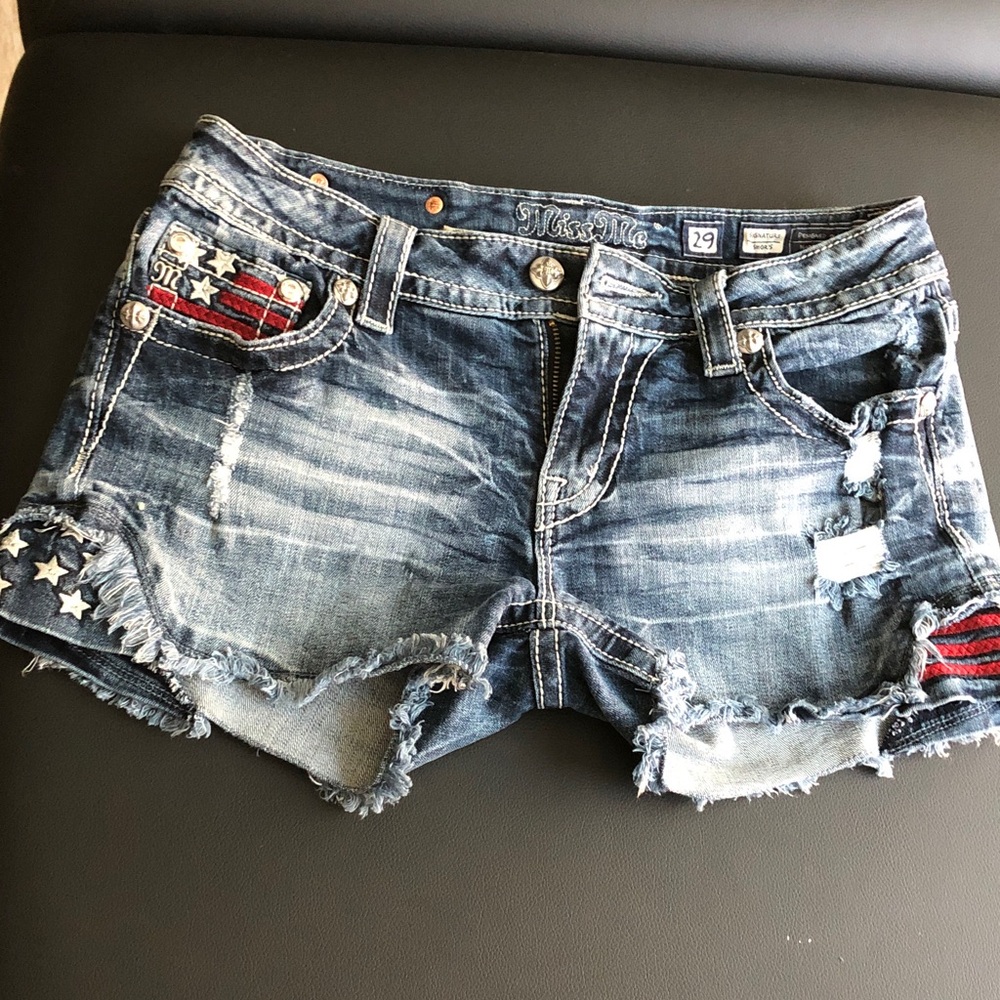 Miss Me American Flag Jean Shorts - Blue and Red Size 29